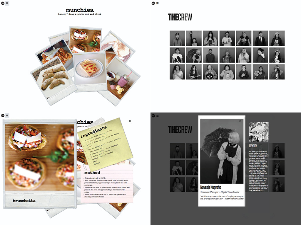'Contour' Site: 'Munchies' Interactive Recipe Page & Crew Page