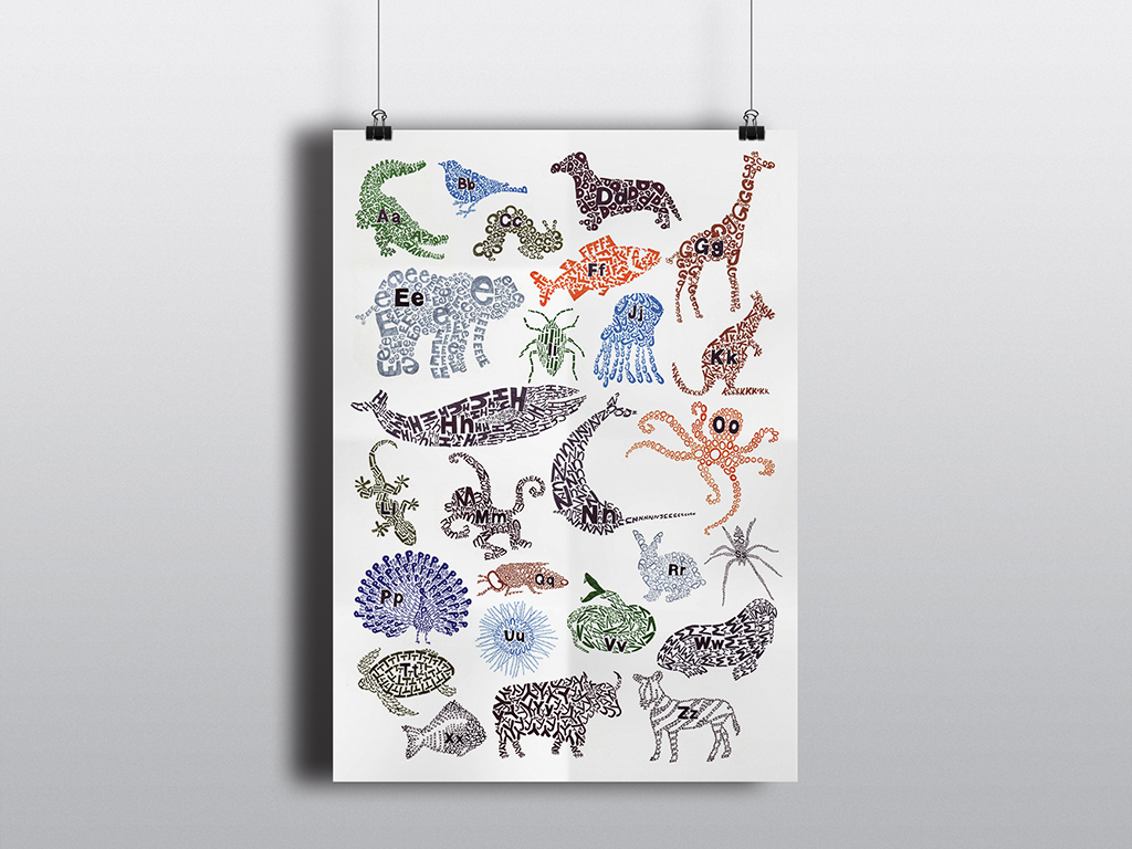 Illustrated Animal Alphabet Poster